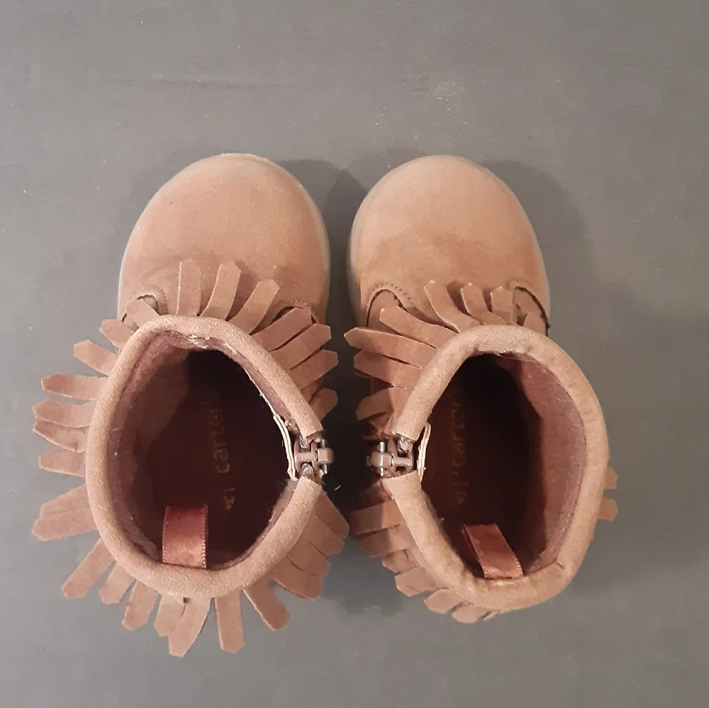 CARTER'S MOCCASSIN SIDE ZIP ANKLE BOOTIES SYNTHETIC BABY GIRL SIZE 4 - 11.4CM